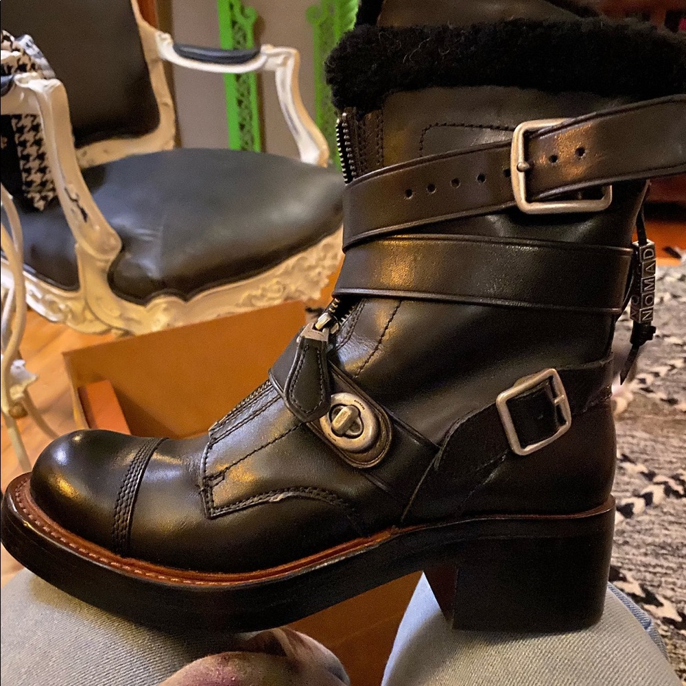 shearling combat boots